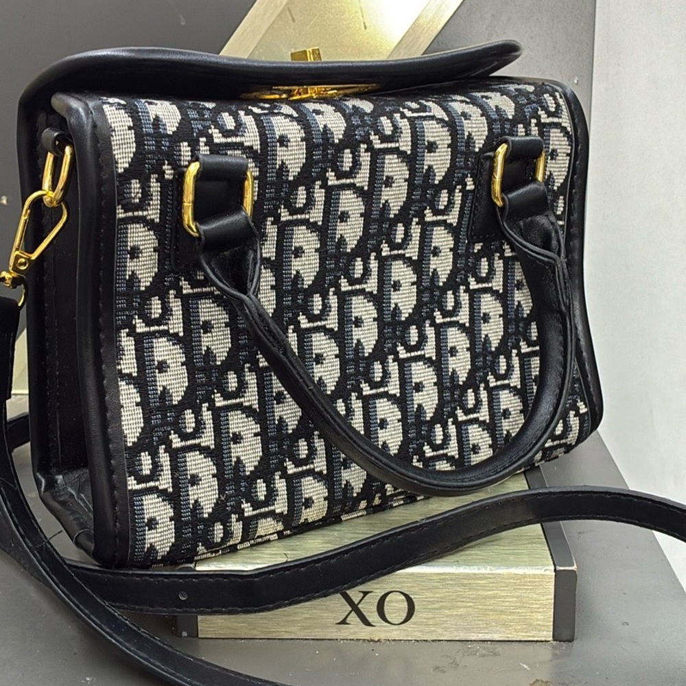 Logo Canvas Satchel with Gold Hardware - Picture 3 of 4